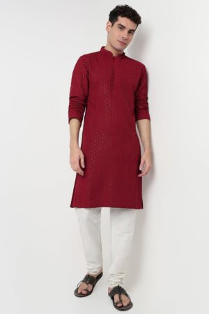 Embroidered Schiffli Long Kurta