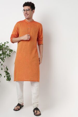 Structured Cotton Yarn Dyed Long Kurta