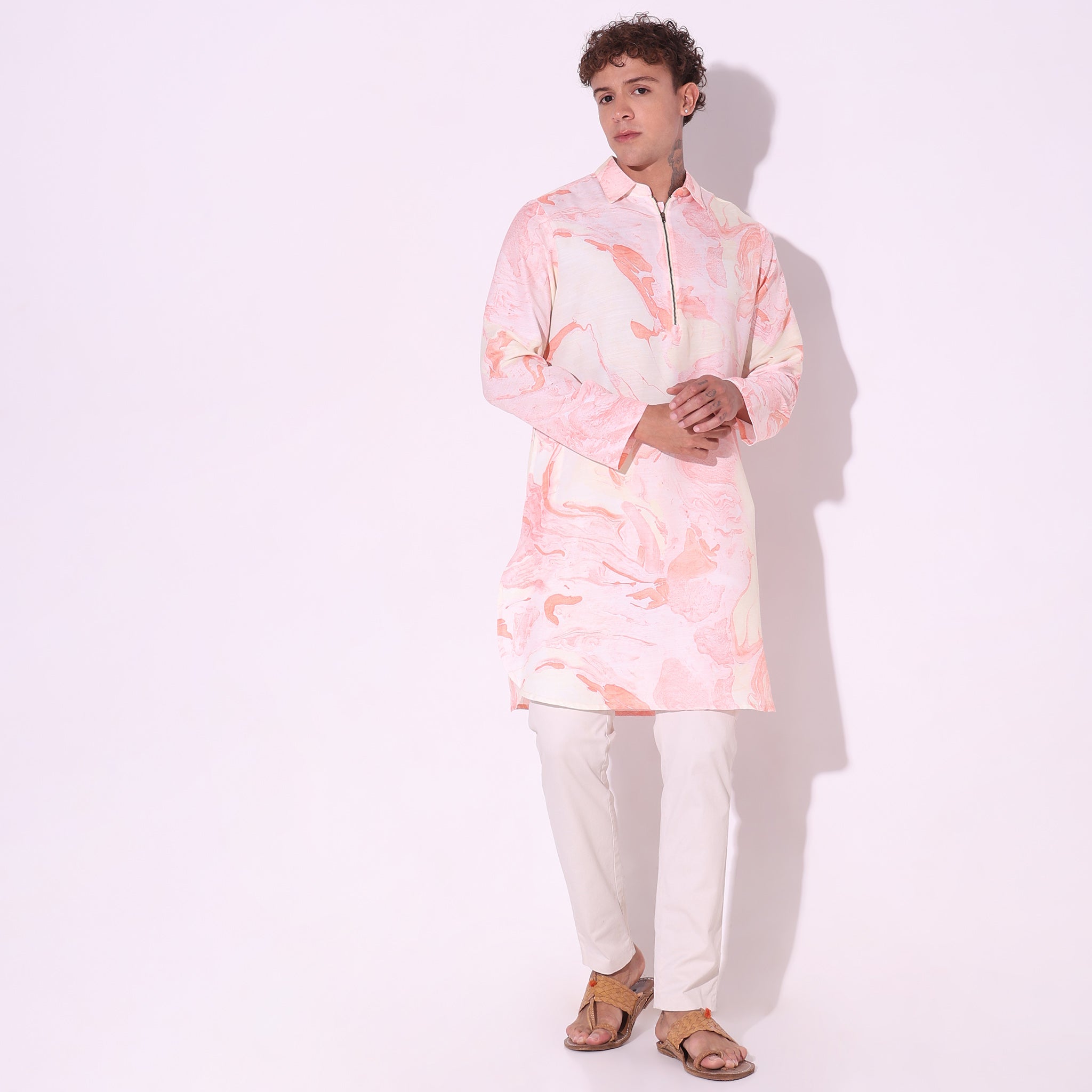 Organic Touch? - Zip Neck Printed Kurta