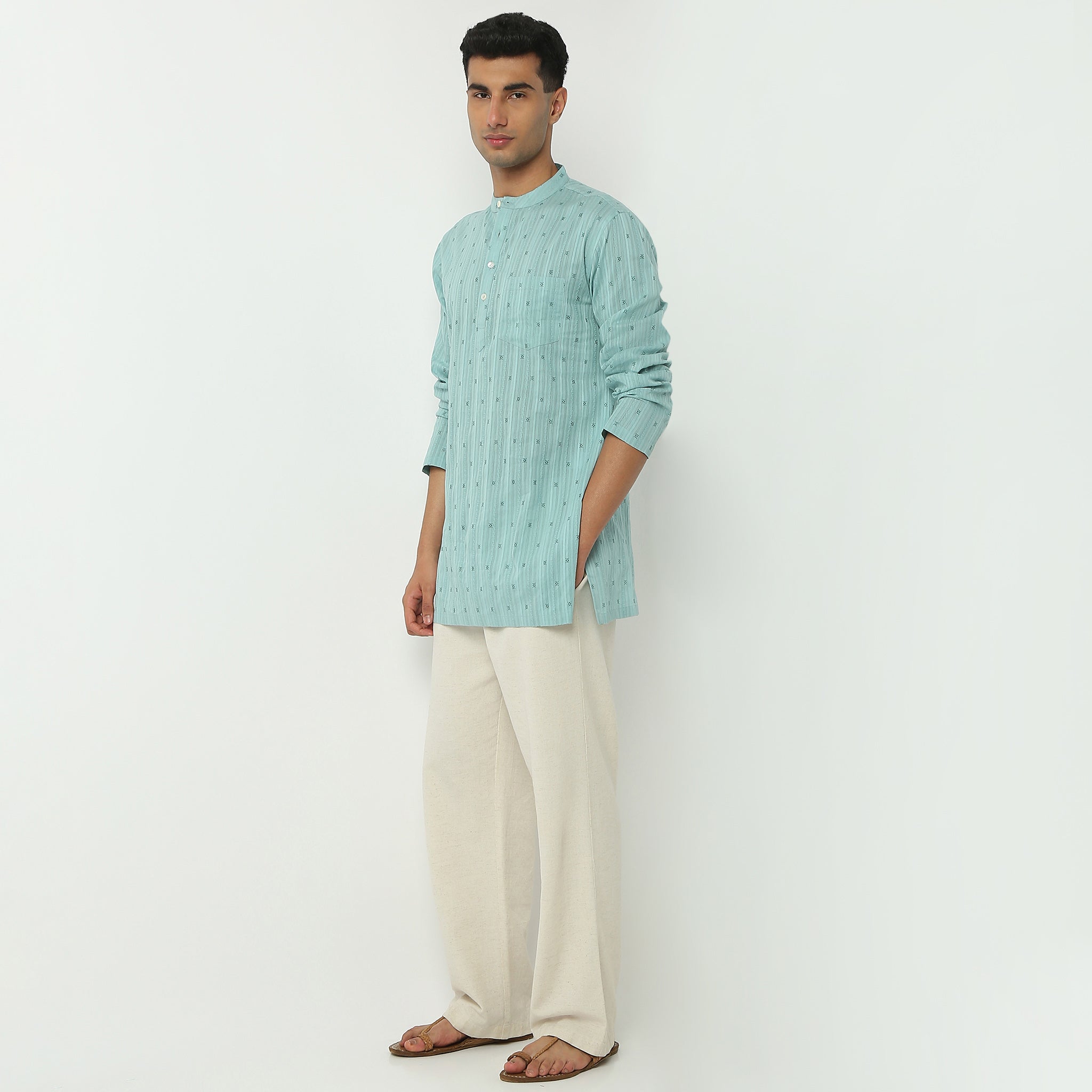 Full Sleeve Thigh Length Structured Printed Kurta