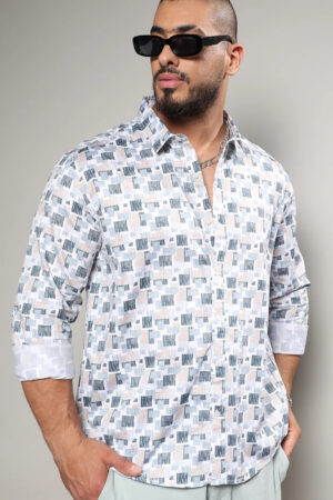 Blue Abstract Geometric Shirt