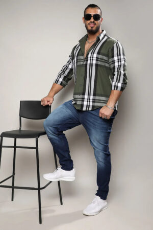 Dark Green Tartan Plain Shirt