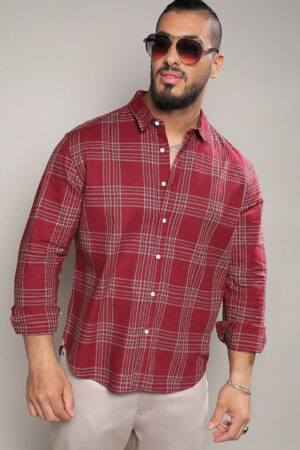 Maroon Red Chalk Tartan Plaid Shirt