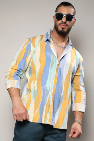 Multicolour Contrast Abstract Print Shirt