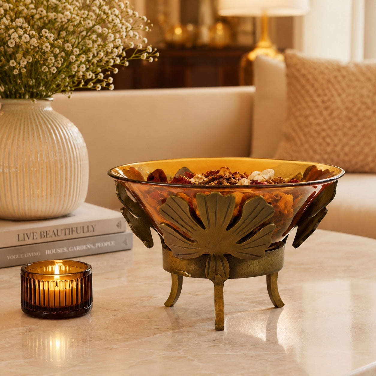 Amber Bloom Potpourri Bowl