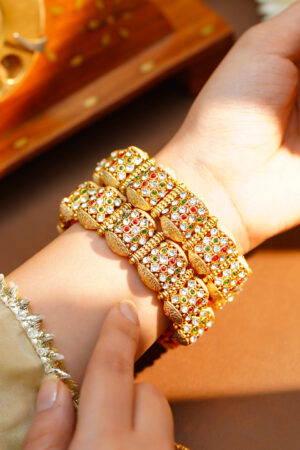 Navratna Royal Dome Kada Bangle Set