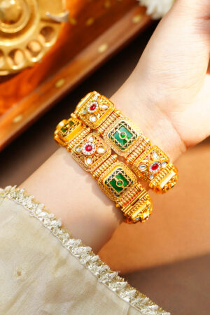Heritage Kundan Gold Plated Kada Set