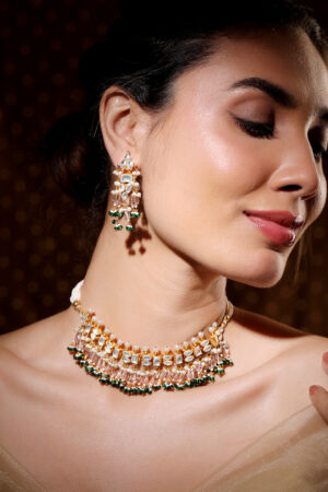 Luxe Green Beads Necklace Set