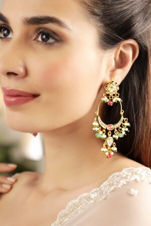 Stunning Multicolour Kundan Chandbali