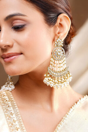 Moonlit Pearl Chandbali Glow Earrings