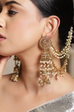 Golden Glam Kaan Phool Jhumka Earrings