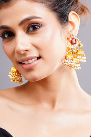 Royal Crimson Multi Jhumka Earrings