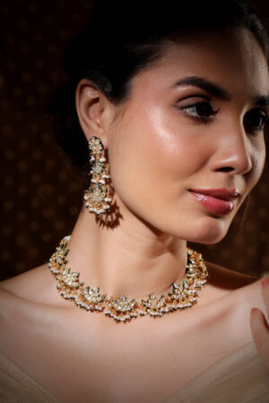 White Green Couture Necklace Set