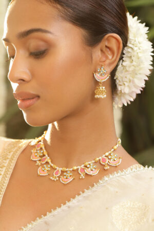 Soft Blush Kundan Necklace Set