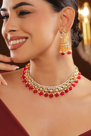 Grace of Red with Kundan Necklace Set