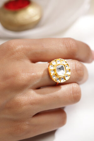 Royal Snowdrop Kundan Ring