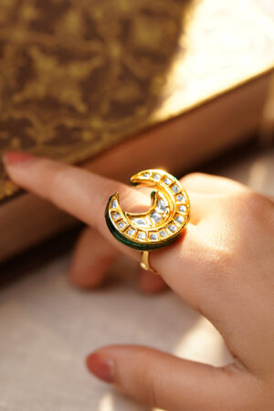 Regal Crescent Kundan Statement Ring