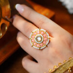 Pink Crystal Pearl Floral Statement Ring