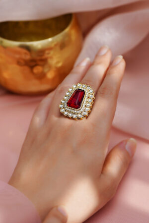 Royal Red Glow Statement Ring