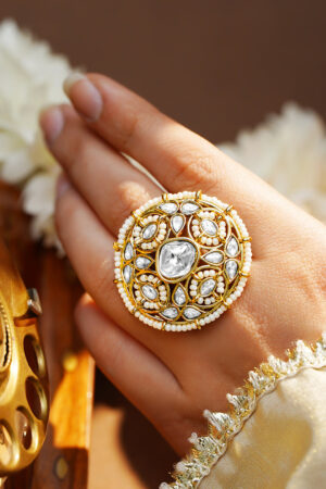 Wedding Glow Kundan Pearl Statement Ring