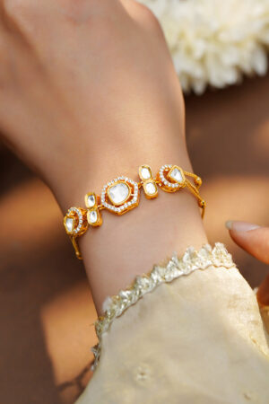 Golden Whisper Kundan Charm Bracelet