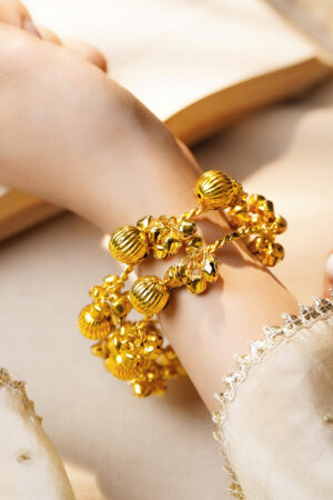Gold Twisted Ghungroo Statement Bangles