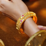 Golden Grace Ruby Touch Bangle Set of 2
