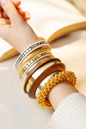 Mixed Texture Fusion Statement Bangles Set