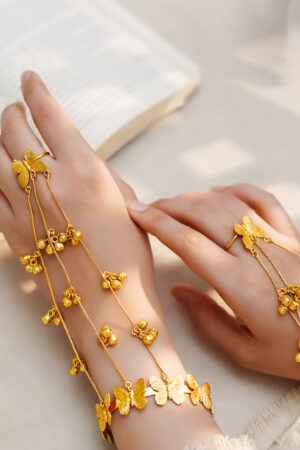 Golden Butterfly Haathphool Bracelet Set