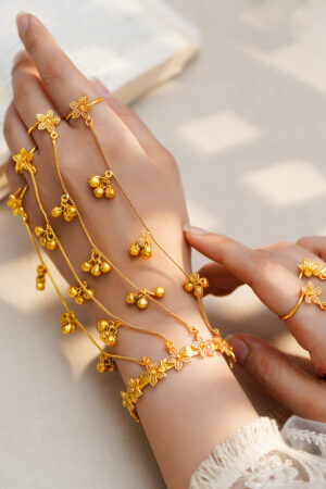 Golden Blossom Haathphool Bracelet Set