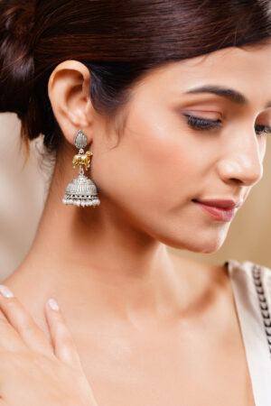 Heritage Animal Charm Oxidised Jhumkas