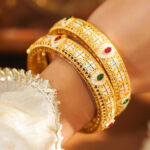 Gold Toned Multicolor Bangles Set Of 2