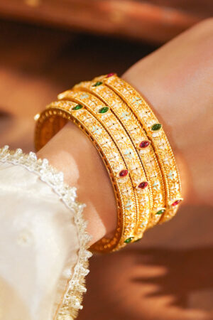 Gold Toned Multicolor Bangles Set Of 4