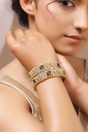 Blue American Diamond Zirconia Bangles Set Of 2