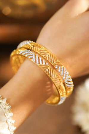 American Diamond Zirconia Gold Bangles Set Of 2