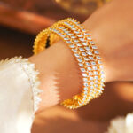 Set Of 2 American Diamond Zirconia Golden Bangles