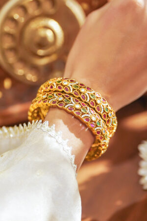 Multicolor American Diamond Zirconia Bangles Set Of 2