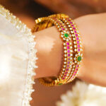American Diamond Zirconia Pink Bangles Set Of 2