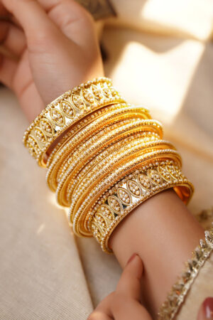 Timeless Pearl Work Bridal Gold Bangles