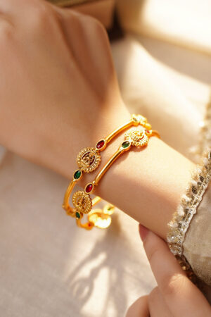 Temple Glow Ruby Emerald Bangles