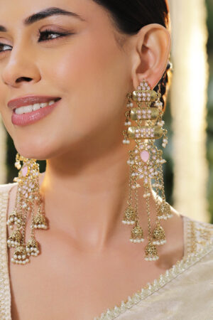 Artisan Pink Kundan Jhumka with Tassel