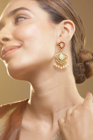 Graceful Pink & Mint Green Chandbali