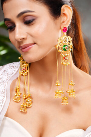 Kashmiri Jhumka Cascade Statement Earrings