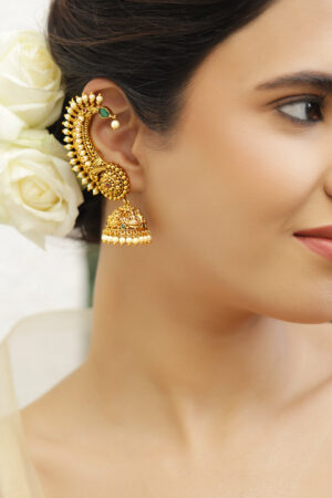 Gold Toned Ear Cuff Jhumkas