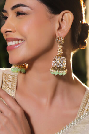 Soft Green Kundan Jhumka