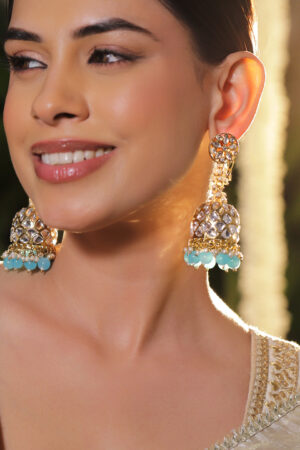 Blue Drops Kundan Jhumka
