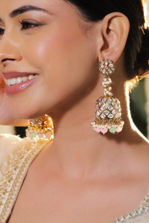 Pastel Glow Kundan Jhumka