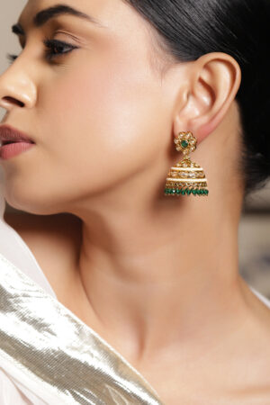 Floral Opulence Green Jhumka