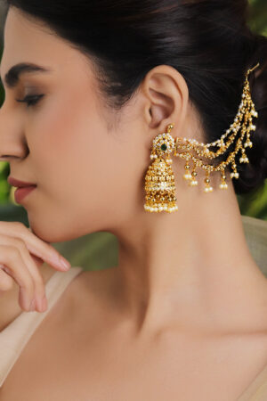 Pearl Drop Layered Golden Jhumkas
