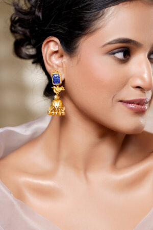 Traditional Blue Bird Charm Jhumka Earrings
